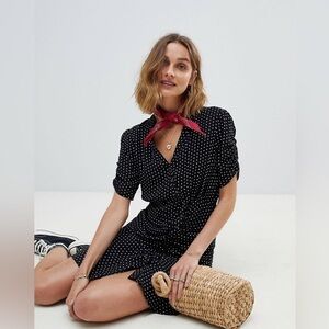 Free People Pippa short sleeve polka dot mini dress - size XS